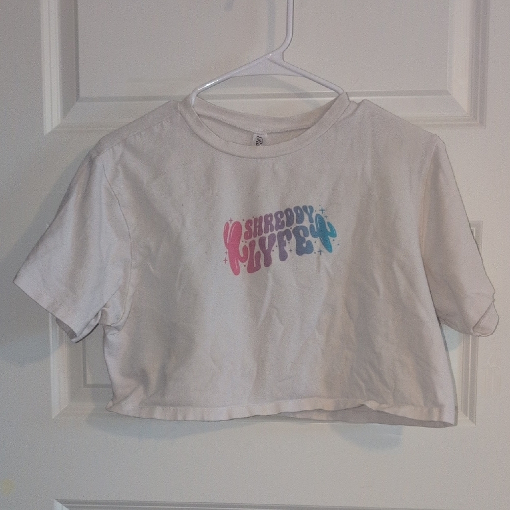 Womens Size Medium Cropped Tee - White